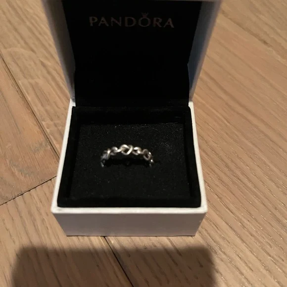 Pandora Silver Intricate Beaded Ring Size 6 - Picture 2 of 5